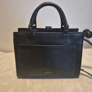 Rebecca Minkoff Black Leather Mini Tote — Structured Top Handle Bag